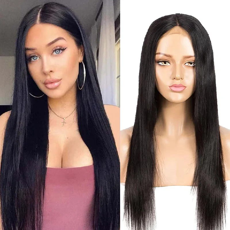 Colored wig with a curly texture for a bold and stylish choiceRebecca Fashion 4x4 Lace Closure Wigs 100% Straight Human Hair Wigs For Black Women 150% Density Natural Black Color