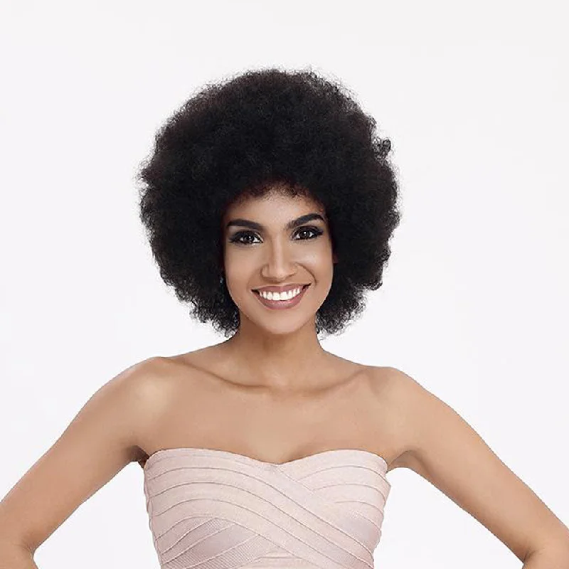 Colored wig with a middle - part for a classic and elegant styleRebecca Fashion Black Curly Afro Wig Human Hair Wigs for Black Women