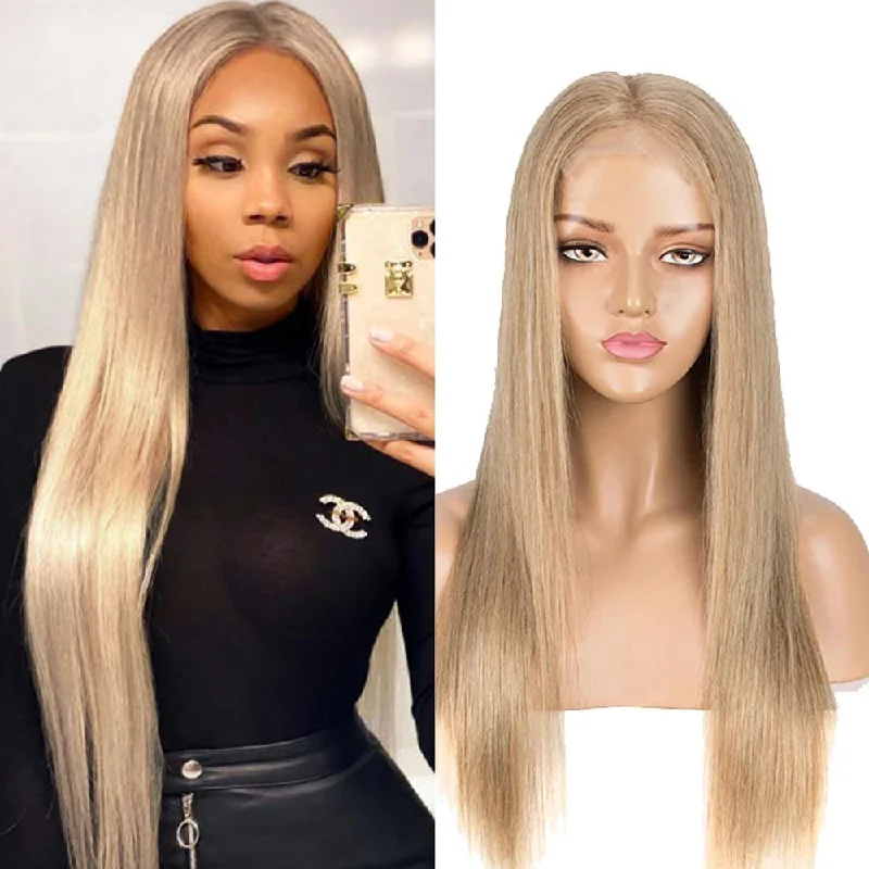 Colored wig with a pre - plucked hairline for a more natural lookRebecca Fashion G Blond 100% Straight Human Hair Wigs 4x4 Lace Closure Wigs 150% Density