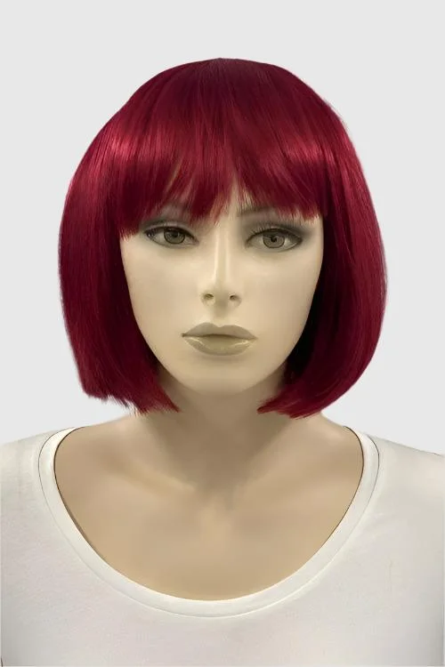 Colored wig with a side - part for a more flattering appearanceCherry red bob wig, short: Clancy