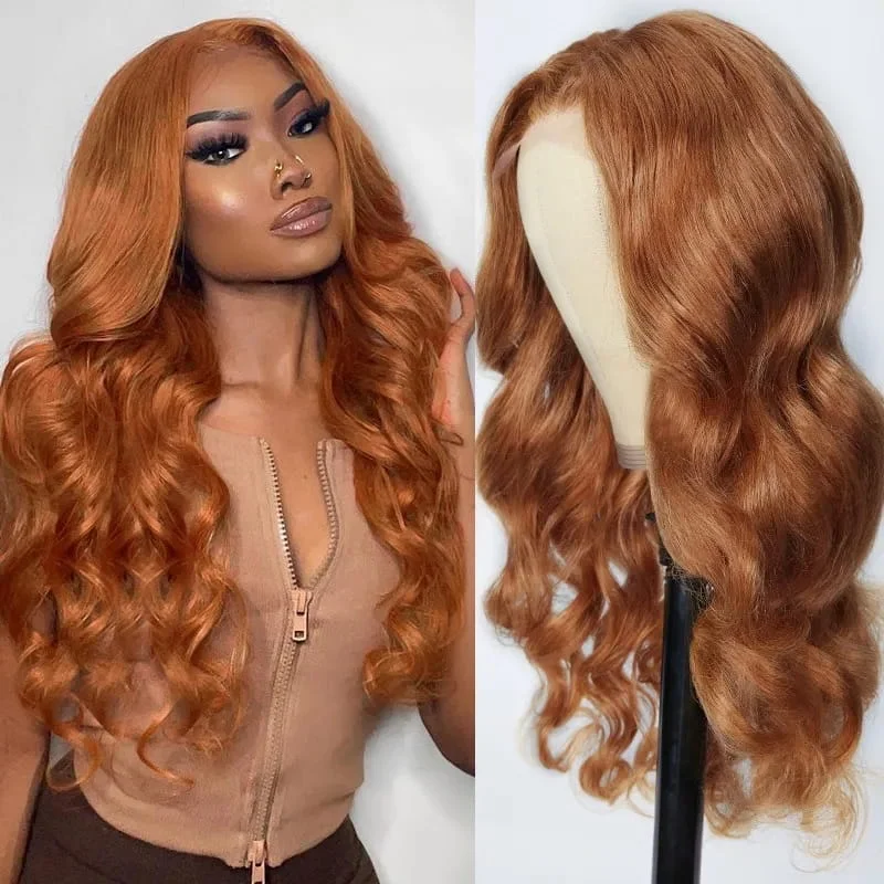 Colored wig with a pre - plucked hairline for a more natural lookHoney Brown Lace Frontal Wig Body Wave Must Have!