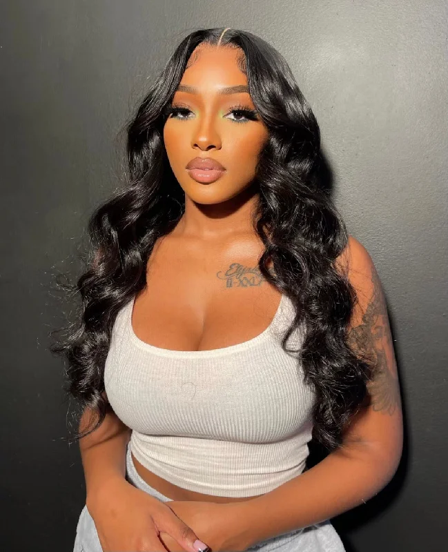 Colored wig with a curly texture for a bold and stylish choiceJet Black 5x5 HD Lace Closure Wig