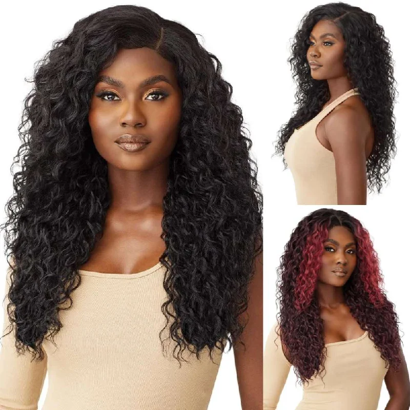 Colored wig with a wispy fringe for a soft and feminine lookOutre 5x5 HD Lace Closure Wig - HHB-Malaysian Deep 26"