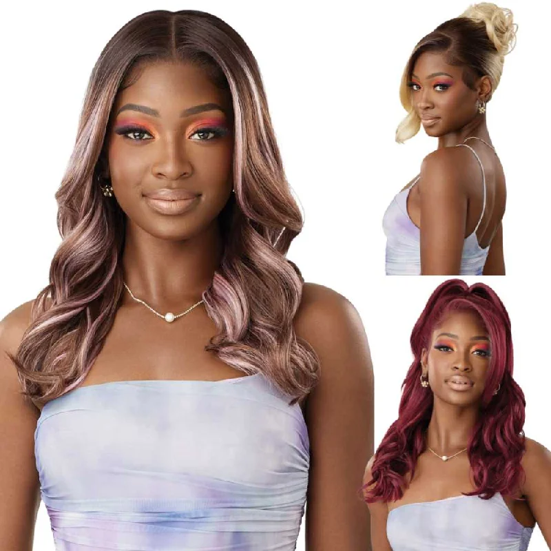 Colored wig with a straight texture for a sleek and minimalist lookOutre Airtied Synthetic Fully Hand-Tied Wig - HHB-Natural Wave 20"