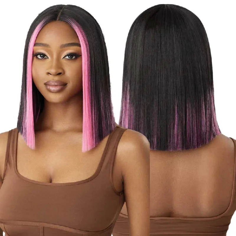 Colored wig with a natural - looking root for a more realistic lookOutre Color Bomb Synthetic HD Lace Front Wig - Gala