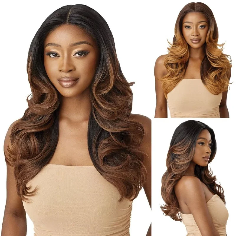 Colored wig with a natural - looking root for a more realistic lookOutre Glueless HD Transparent Lace Front Wig - Brenae