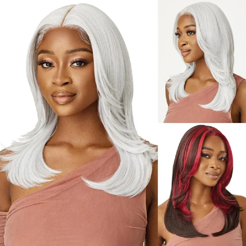 Colored wig in a vibrant pink color for a bold and eye - catching lookOutre Glueless HD Transparent Lace Front Wig - Tyler