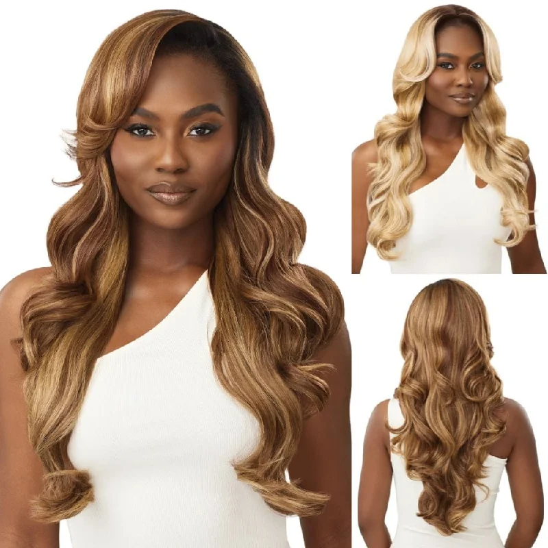 Colored wig with a silk - base cap for a comfortable and smooth feelOutre Quick Weave Synthetic Half Wig - Oleana