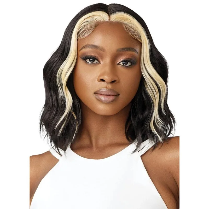 Colored wig with a blue - green ombre effect for a unique and trendy appearanceOutre Synthetic Lace Front Wig - Eida