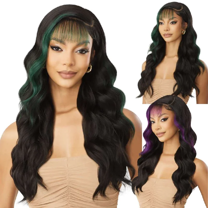 Colored wig with a pre - plucked hairline for a more natural lookOutre Synthetic SleekLay Part Lace Front Wig - Nailani