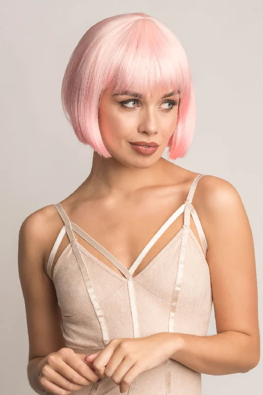 Colored wig with a 150 - density for a full and thick appearanceShort pink bob wig (ombre: pale pink and platinum): Louisa