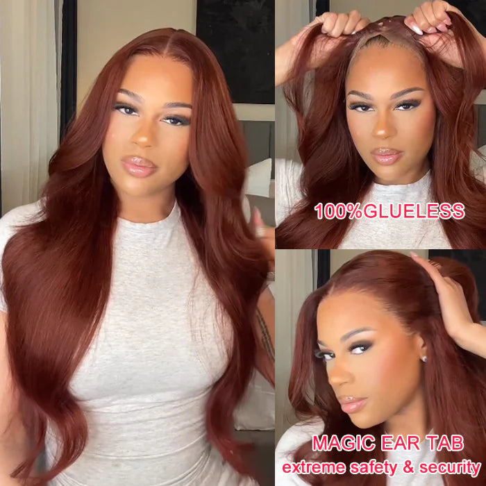 Synthetic colored wig with a heat - resistant formula for easy stylingPre-All Everything Lace Wig Reddish Brown Colored Wigs Pre Cut Pre Bleached HD Lace Wigs Invisible Knots Put On And Go