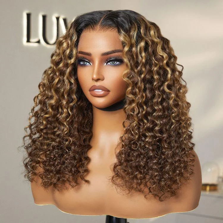 Colored wig with a side - swept bang for a sophisticated lookPreMax 2.0 Wigs | Nature Max Highlights Color Deep Wave Ear-to-ear Glueless 13x5 Frontal HD Lace Knotless Wig