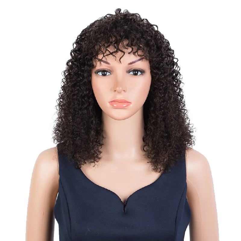 Synthetic colored wig with a heat - resistant formula for easy stylingRebecca Brazilian Short Curly Bob Wig Human Hair Wigs With Bangs Machine Made Wigs For Women Remy Curly Bob Wig With Bangs