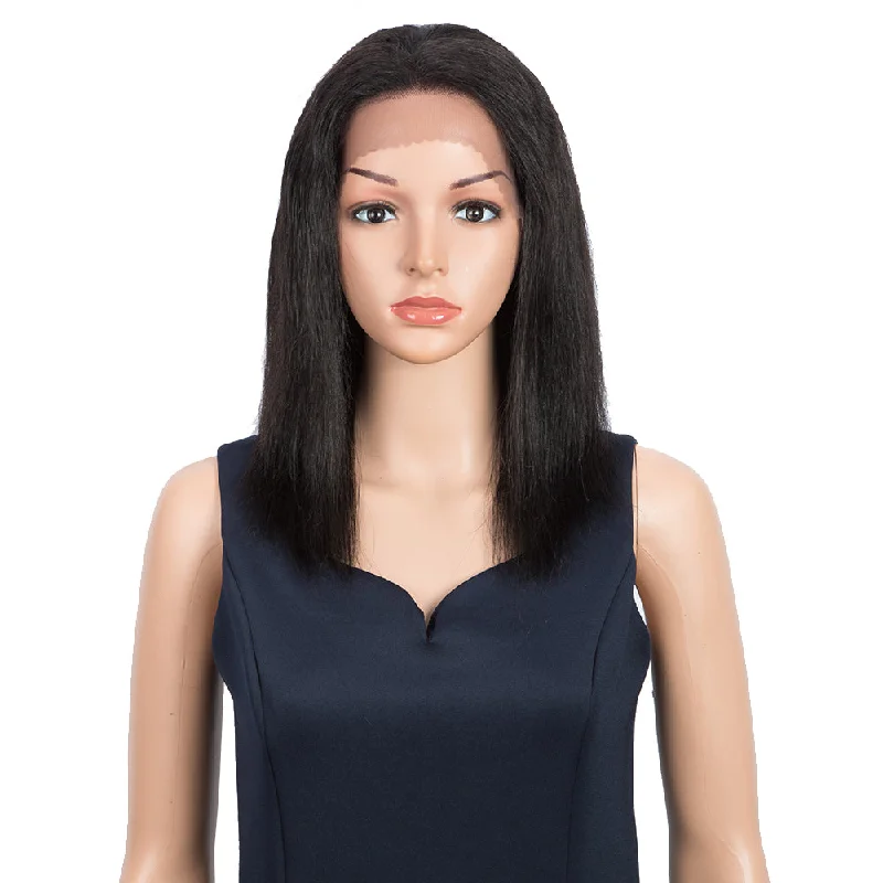 Adjustable - cap colored wig for a comfortable fitRebecca Fashion Remy Human Hair Wigs 13x2 Lace Frontal Wigs Straight Hair Wig 150% Density Natural Color