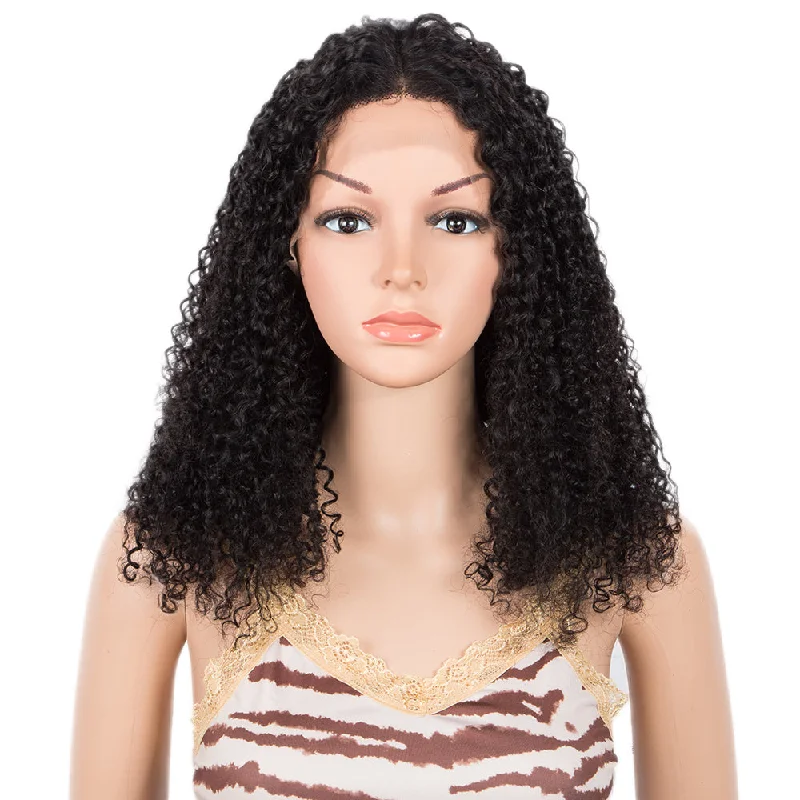 Colored wig with a natural - looking root for a more realistic lookRebecca Fashion Virgin Human Hair Wigs 4x4 Lace Frontal Wigs Curly Wave Hair Wig 150% Density Natural Color