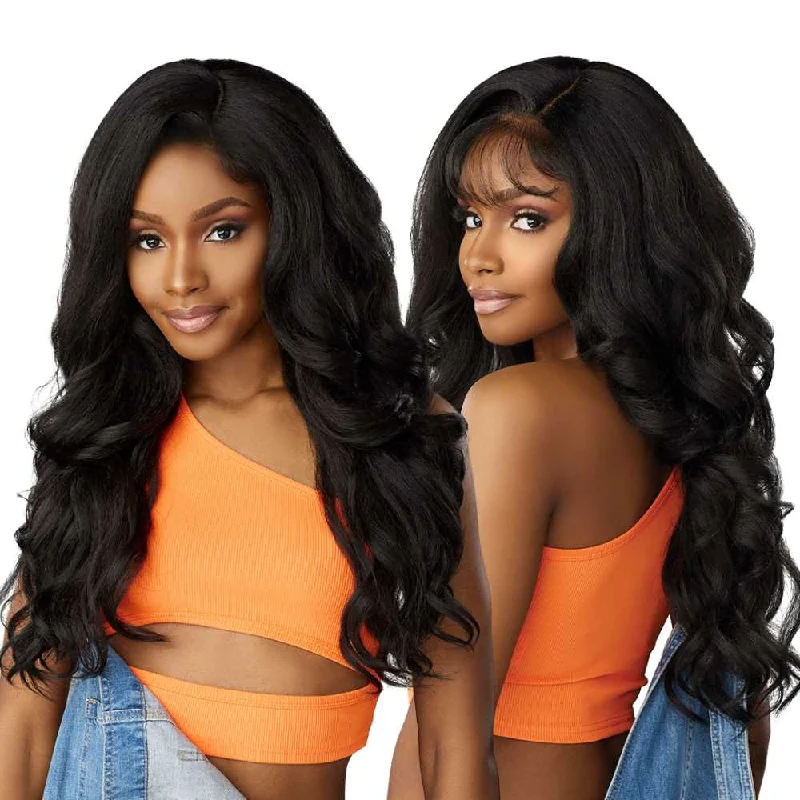 Colored wig with a curly texture for a bold and stylish choiceSensationnel Butta HD Lace Front Wig - 90's Bangs Unit 906