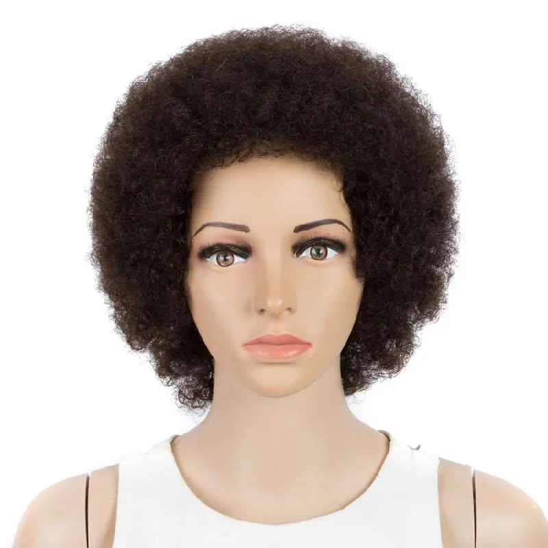 Colored wig with a straight texture for a sleek and minimalist lookRebecca Fashion Short Afro Kinky Curly Human Hair Wigs For Black Women