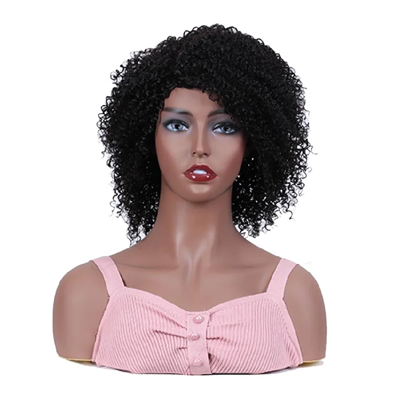 Colored wig with a silk - base cap for a comfortable and smooth feelRebecca Fashion Short Curly Wig 100% Human Hair Kinky Curly Wigs For Black Women