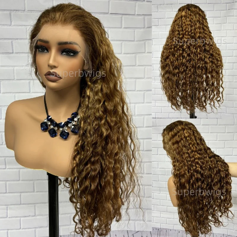 Colored wig with a blue - green ombre effect for a unique and trendy appearance13x4/13x6 HD/Transparent Lace Front Pre-plucked Hairline 150%180%250% Highlight Color Wig - Loose Wave