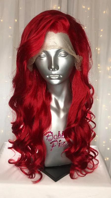 Lace wig with a natural - looking root for a more realistic look"Ali" - Bright Red