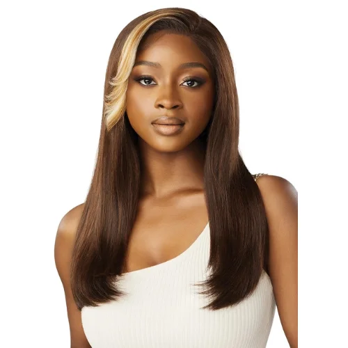 Lace wig with a pre - bleached knot for a natural - looking scalpAmelia Melted Hairline Synthetic Lace Front Wig by Outre