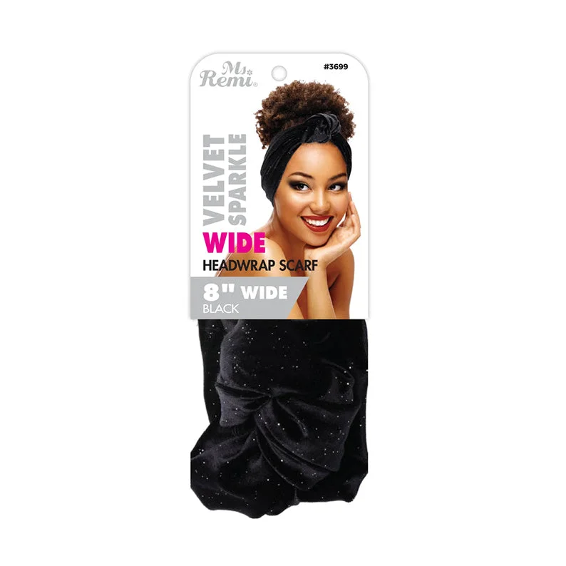 Lace wig with a wispy fringe for a soft and feminine lookANNIE Ms. Remi Wide Silky Headwrap Scarf Velvet Sparkle [BLACK] #03699