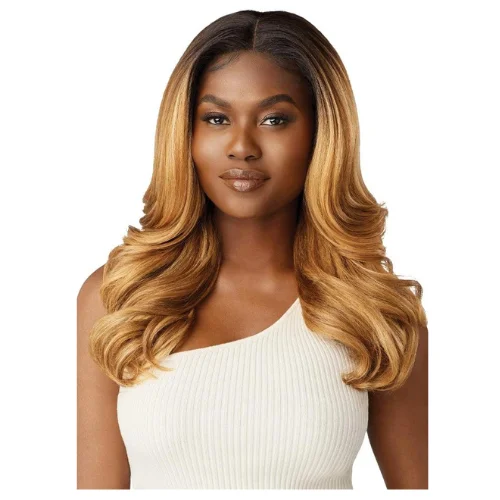 Lace wig in a chocolate - brown color for a rich and warm appearanceArden Glueless Synthetic Lace Front Wig by Outre