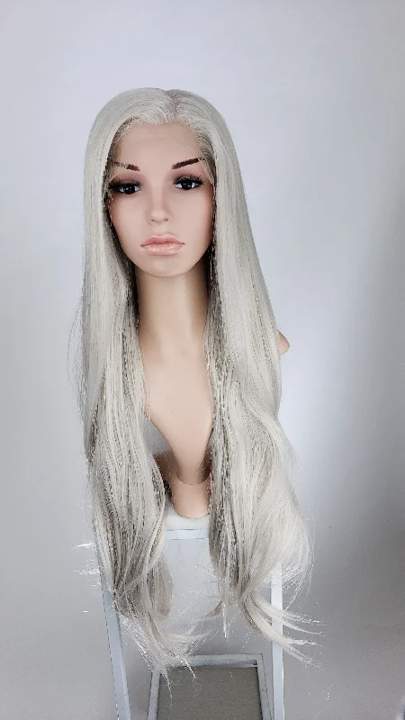 Lace wig with a side - swept bang for a sophisticated lookBloom True Silver - Luxe Series