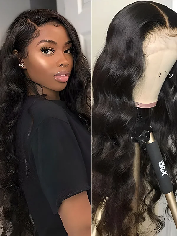 Lace wig with a natural - looking root for a more realistic lookCurlyMe Body Wave Hair 13x4 Swiss HD Lace Front Wigs Pre Plucked