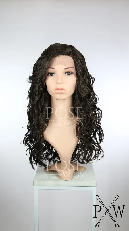 Lace wig with a wispy fringe for a soft and feminine lookCalyx Dark Chocolate - Natural Series