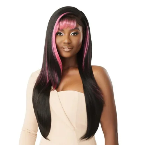 Lace wig with a wispy fringe for a soft and feminine lookDaniella Sleek Lay Glueless Synthetic Lace Front Wig by Outre