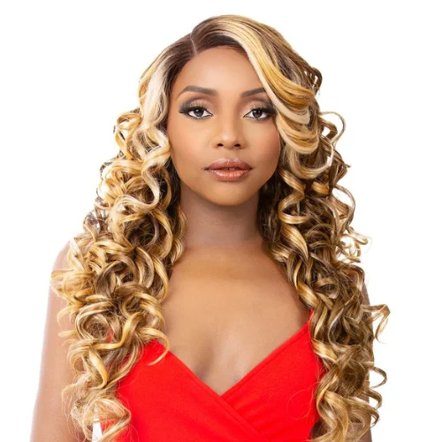 Lace wig in a chocolate - brown color for a rich and warm appearanceDavie Illuze Lace Synthetic Lace Front Wig by Nutique