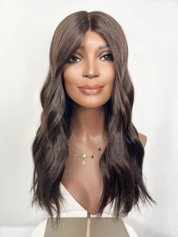 Bob wig with a wavy texture for a beachy lookFollea Rene Lace Top Wig, "Espresso 1010" (R1670)