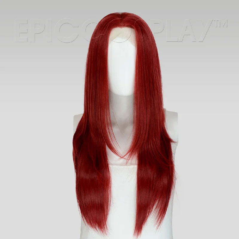 Lace wig with a pre - plucked hairline for a more natural lookHecate - Dark Red Wig