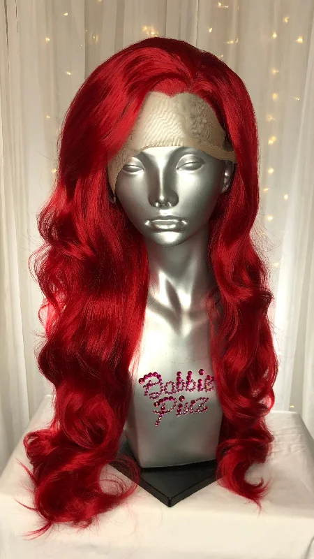 Lace wig with a natural - looking root for a more realistic look"Karen" - Bright Red