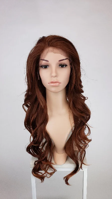 Lace wig with a side - swept bang for a sophisticated lookKim Deep Auburn - Natural