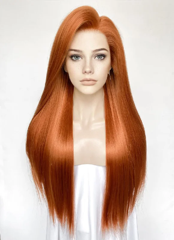 Lace wig with a pre - bleached knot for a natural - looking scalpGinger Straight Lace Front Synthetic Wig LFK5558