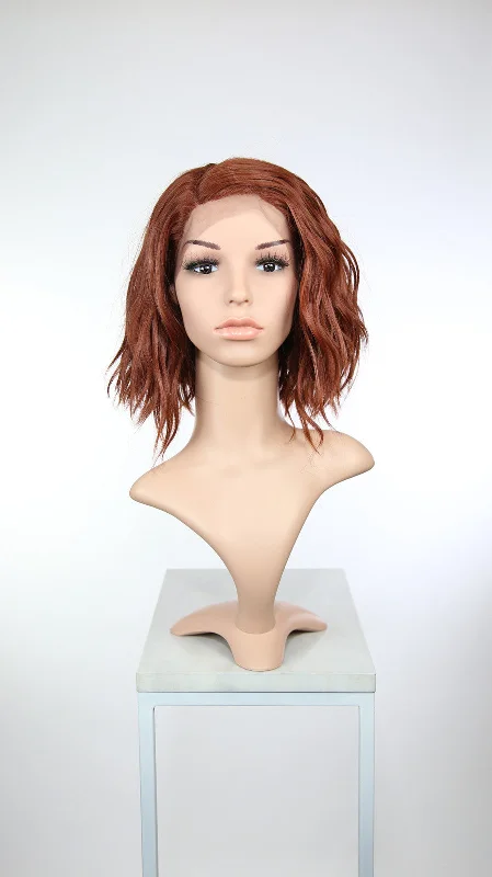 Synthetic lace wig with a heat - resistant formulaPeagan Natural Red - Natural