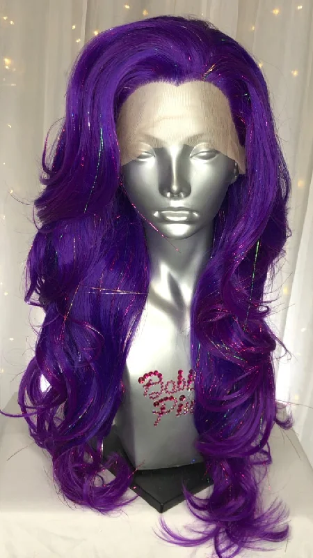 Lace wig with a wavy texture for a beachy look"Radiance" - Electric Grape