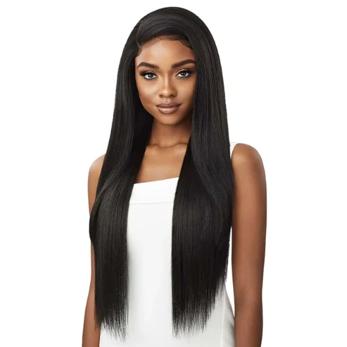 Lace wig with a platinum - blonde color for a bold and trendy lookShaday 32" Perfect Hairline Synthetic Lace Front Wig by Outre