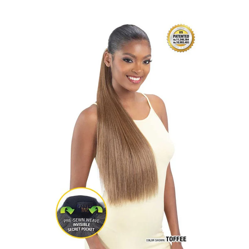 Lace wig with a side - part for a more flattering lookSHAKE N GO Secret Pocket Pony Pro Sleek Straight 26"