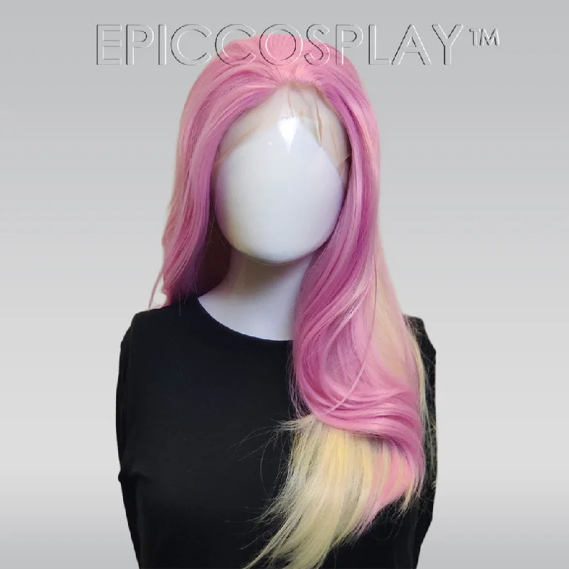 Lace wig with a curly texture for a bold and stylish choiceSignature - Lavender Pink and Blonde Multicolor Lace Front Wig