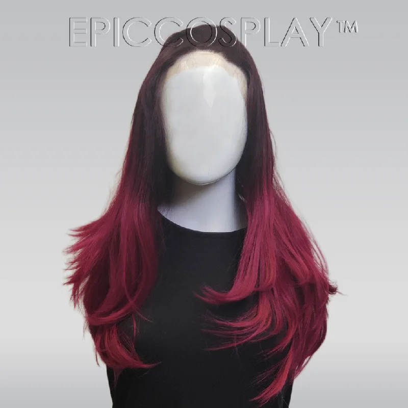 Lace wig with a side - part for a more flattering lookSignature - Wine Red Ombre Lace Front Wig