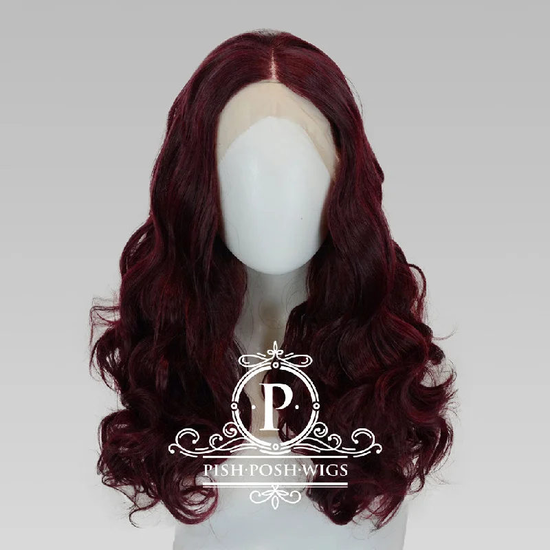 Lace wig with a pre - bleached knot for a natural - looking scalpStevie - Chocolate Cherry Wig