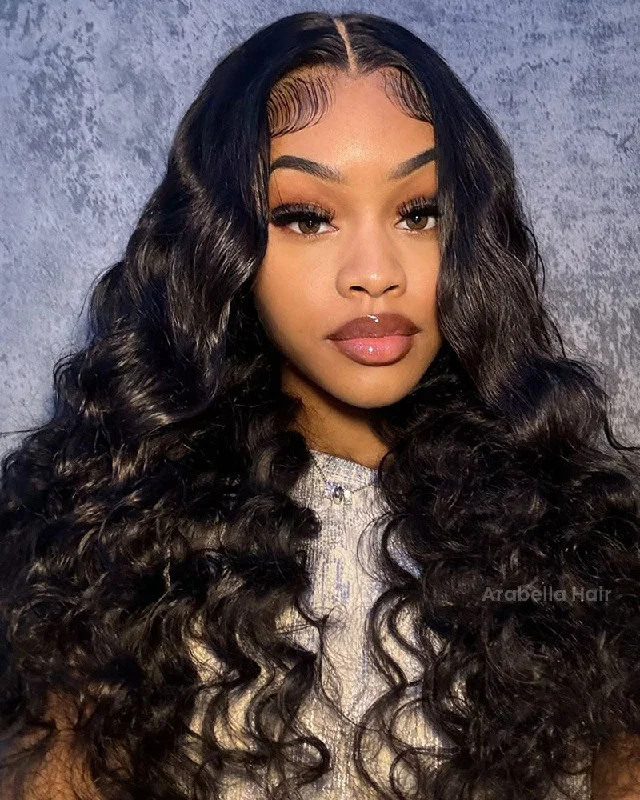 Lace wig with a middle - part for a classic and elegant styleNew Body Wave Long-Lasting Curl Hold| Pre-bleached Knots Human Hair Free Part