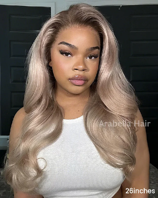 Lace wig with a middle - part for a classic and elegant styleOmbre Ash Blonde Highlight Blonde #20 Color Blowout In Wavy #613 Colored 3D Come Cap 13x4 Lace Front Human Hair Wig