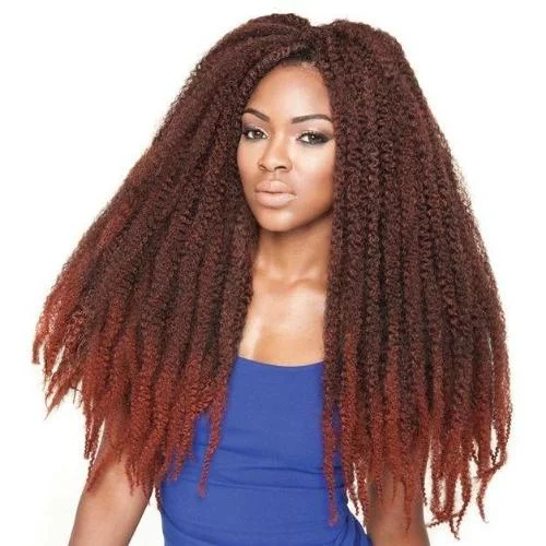 Braided wigs with a natural - looking scalp for a more realistic finishSweetie Afro Kinky Marley Braid Synthetic Braiding Hair By Jazz Wave