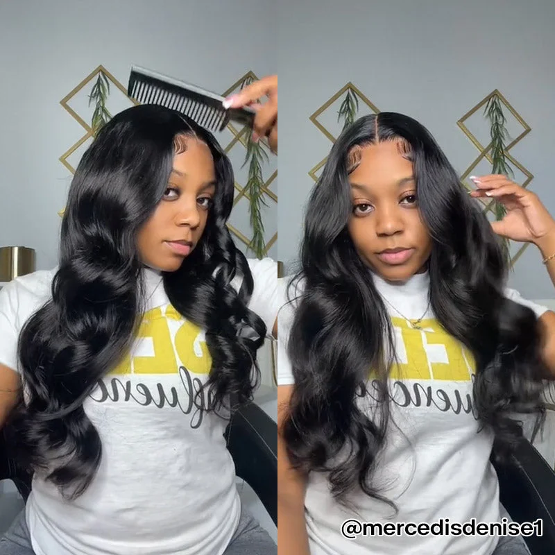 Lace wig with a side - part for a more flattering lookAiry Cap | Wear Go Body Wave Pre Cut 7x5 HD Lace Wig Pre Bleached Knots