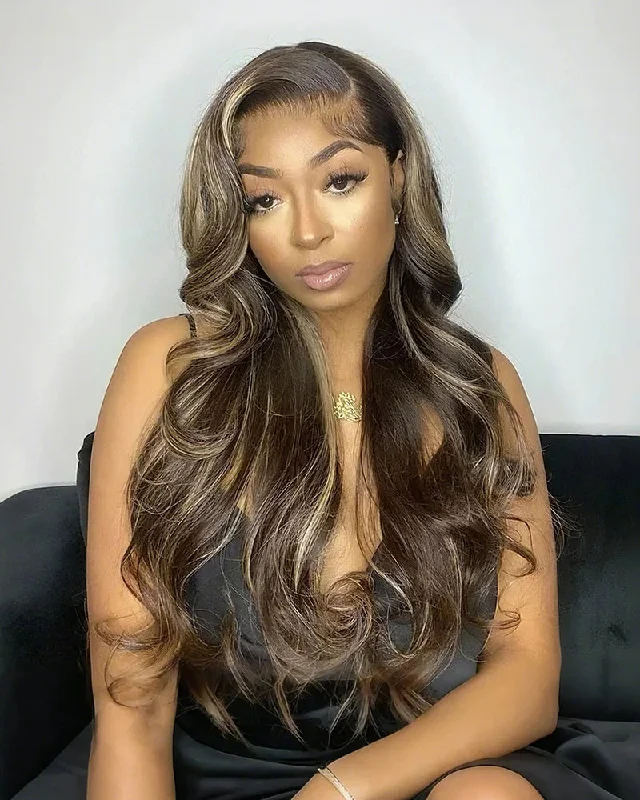 Lace wig with a straight texture for a sleek and minimalist lookBalayage Color 13x6 Lace Frontal Wig Free Part  Color Wig Body Wave Free Part Human Hair